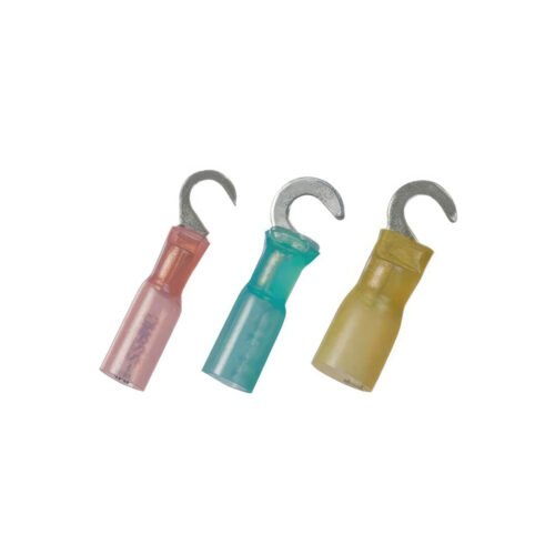 22-18 AWG #10 Stud CS Heat Shrink Hook Terminal - Red (5-Pack)