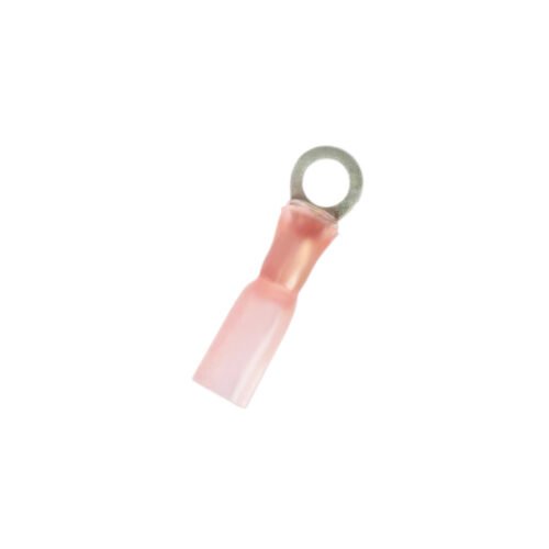 22-18 AWG 1/4" Stud CS Heat Shrink Ring Terminal - Red (5-Pack)