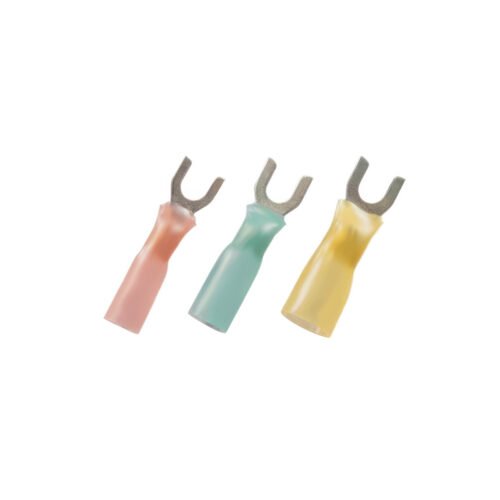 22-18 AWG #8 Stud CS Heat Shrink Spade Terminal - Red (10-Pack)