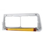 24 LED Headlight Bezel With GloLight For 1989-2009 Freightliner FLD - Driver - Amber Lens