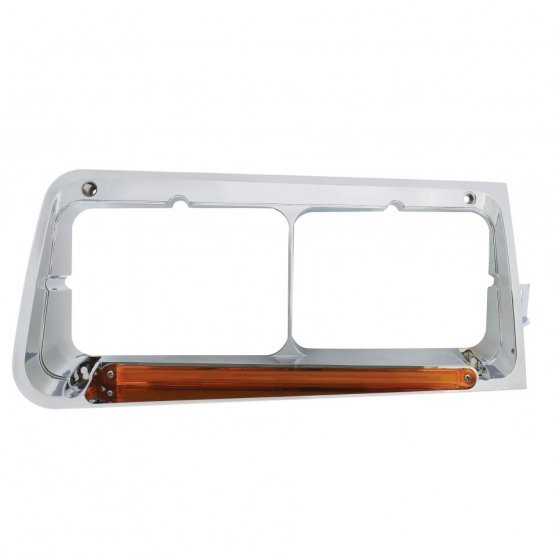 24-LED-Headlight-Bezel-With-GloLight-For-1989-2009-Freightliner-FLD-Passenger-Amber-Lens-1 24 LED Headlight Bezel With GloLight For 1989-2009 Freightliner FLD - Passenger - Amber Lens - Image 2