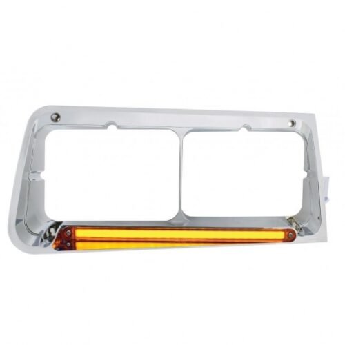 24 LED Headlight Bezel With GloLight For 1989-2009 Freightliner FLD - Passenger - Amber Lens