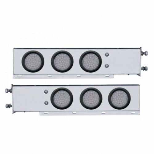 3-3/4" Bolt Pattern Chrome Spring Loaded Bar W/6X 36 Red LED 4" Lights - Clear Lens (Pair)