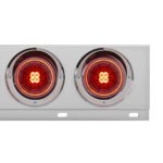 3-3/4" Bolt Pattern Chrome Spring Loaded Bar With 6X 4" 13 Red LED Abyss Lights & Visors - Red Lens (Pair) - Image 2