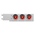 3-3/4" Bolt Pattern Chrome Spring Loaded Bar With 6X 4" 13 Red LED Abyss Lights & Visors - Red Lens (Pair)