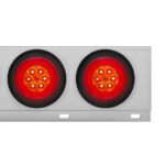 3-3/4" Bolt Pattern Chrome Spring Loaded Bar With 6X 4" 16 Red LED Turbine Lights - Red Lens (Pair) - Image 2