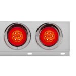3-3/4" Bolt Pattern Chrome Spring Loaded Bar With 6X 4" 16 Red LED Turbine Lights & Visors - Red Lens (Pair) - Image 2