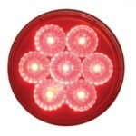 3-3/4" Bolt Pattern Chrome Spring Loaded Bar With 6X 4" 7 Red LED Lights & Visors - Red Lens (Pair) - Image 2