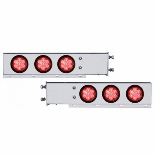 3-3/4" Bolt Pattern Deluxe SS Spring Loaded Bar W/6X 7 Red LED 4" Reflector Light -Red Lens (Pair)