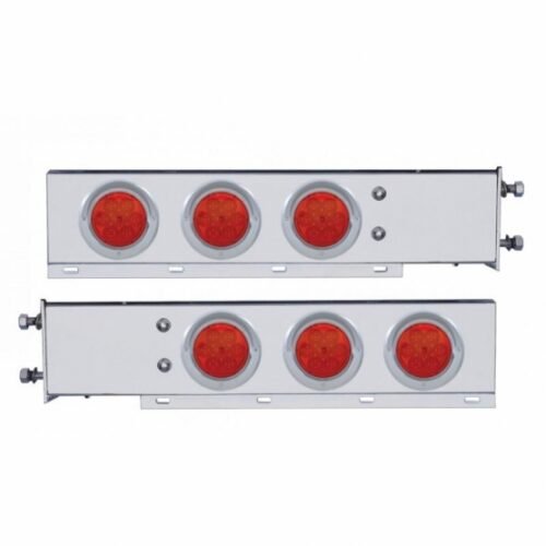 3-3/4" Bolt Pattern Deluxe SS Spring Loaded Bar W/6X 7 Red LED 4" Reflector Light & Visors -Red Lens (Pair)