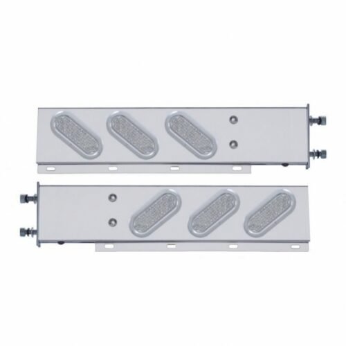 3-3/4" Bolt Pattern SS Spring Loaded Bar With 6" Oval 19 LED Lights & Bezel -Red LED/Clear Lens (Pair)