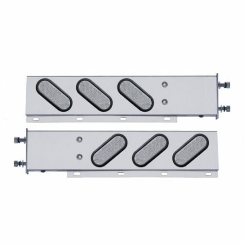 3-3/4" Bolt Pattern SS Spring Loaded Bar With 6" Oval 19 LED Lights -Red LED/Clear Lens (Pair)