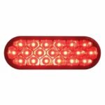 3-3/4" Bolt Pattern SS Spring Loaded Bar With 6" Oval 19 LED Lights & Visors -Red LED & Lens (Pair) - Image 2