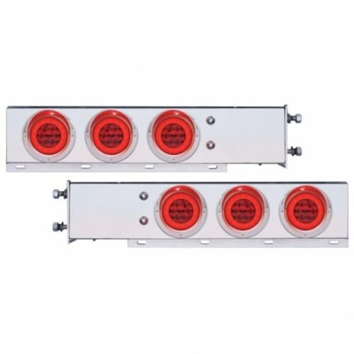 3-3/4" Bolt Pattern SS Spring Loaded Bar With 6X 21 LED 4" GloLight & Visors -Red LED & Lens (Pair)