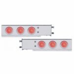 3-3/4" Bolt Pattern SS Spring Loaded Bar With 6X 36 LED 4" Lights & Visors -Red LED & Lens (Pair)