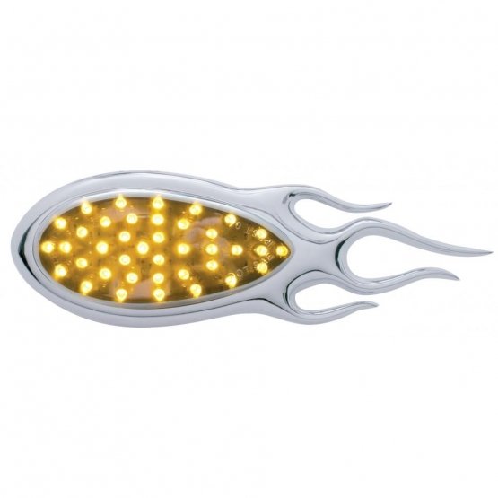 39-LED-Inferno-Auxiliary-Light-With-Flame-Bezel-Amber-LEDChrome-Lens 39 LED "Inferno" Auxiliary Light With Flame Bezel - Amber LED/Chrome Lens - Image 1