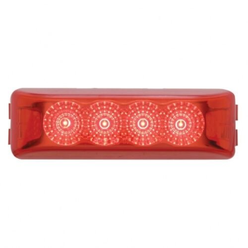 4 LED Reflector Rectangular Light (Clearance/Marker) - Red LED/Red Lens (Bulk)