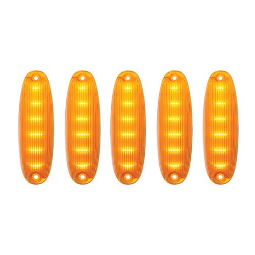 6 Amber LED Cab Lights For 2008-2017 Freightliner Cascadia - Amber Lens (5-Pack)