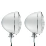 7" Chrome Dietz Style Headlight With 12 Volt 6014 Sealed Beam Bulb (Pair) - Image 4