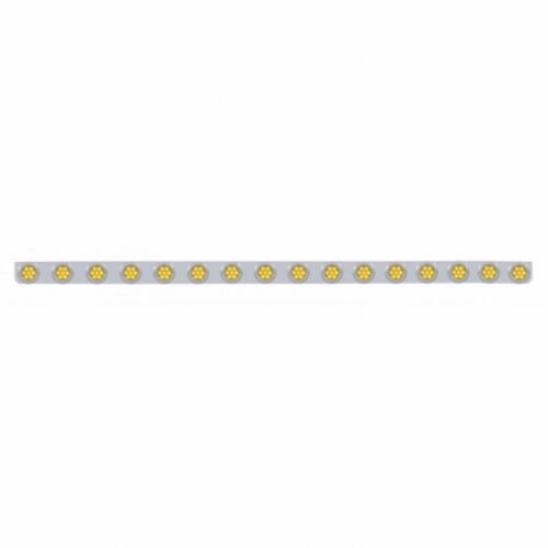 79-1/2" SS Bumper Light Bracket With 16X 7 LED 2" Reflector Lights & Bezels -Amber LED & Lens