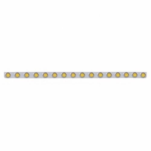 79-1/2" SS Bumper Light Bracket With 16X 7 LED 2" Reflector Lights & Visors -Amber LED & Lens