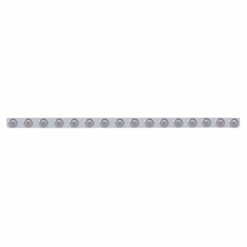 79-1/2" SS Bumper Light Bracket With 16X 9 LED 2" Beehive Lights & Visors -Red LED/Clear Lens
