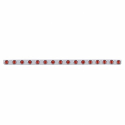 79-1/2" SS Bumper Light Bracket With 16X 9 LED 2" Reflector Lights & Visors -Red LED & Lens