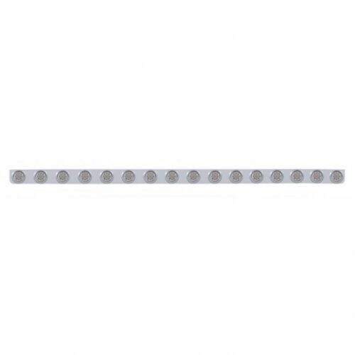 79-1/2" SS Bumper Light Bracket With 16X 9 LED 2" Reflector Lights & Visors -Red LED/Clear Lens