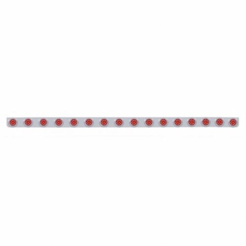 79-1/2" Stainless Bumper Light Bracket With 16X 9 LED 2" Lights & Bezels - Red LED/Red Lens