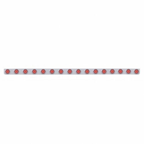 79-1/2" Stainless Bumper Light Bracket With 16X 9 LED 2" Lights & Visors - Red LED/Red Lens