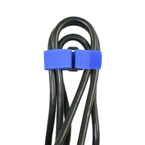 8" x 3/4" Blue Hook & Loop Velcro Strip-Tie Fasteners with Buckle (8-Pack)