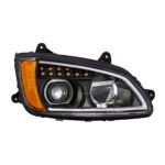 Black Full LED Projection Headlight With Turn Signal & Position Light Bar For 2008-2017 Kenworth T660 - Passenger - Image 2