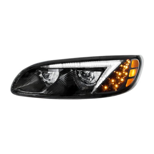 Black LED Headlight For Peterbilt 386 (2005-2015) & 387 (1999-2010) - Driver