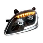 Black LED Headlight W/Sequential LED Turn Signal For Peterbilt 579 (2012-21) & 587 (2010-16) - Driver - Image 3