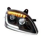 Black LED Headlight W/Sequential LED Turn Signal For Peterbilt 579 (2012-21) & 587 (2010-16) - Passenger - Image 3