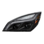 Black LED Projection Headlight With LED Position Light For 2018-2024 Freightliner Cascadia - Driver - Image 3