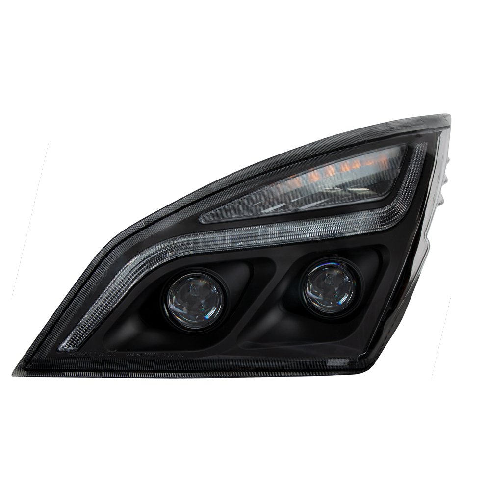 Black-LED-Projection-Headlight-With-LED-Position-Light-For-2018-2024-Freightliner-Cascadia-Driver-5 Black LED Projection Headlight With LED Position Light For 2018-2024 Freightliner Cascadia - Driver - Image 6