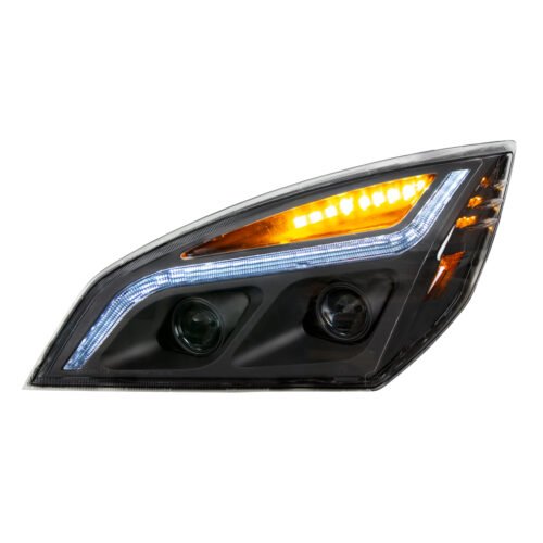 Black LED Projection Headlight With LED Position Light For 2018-2024 Freightliner Cascadia - Driver