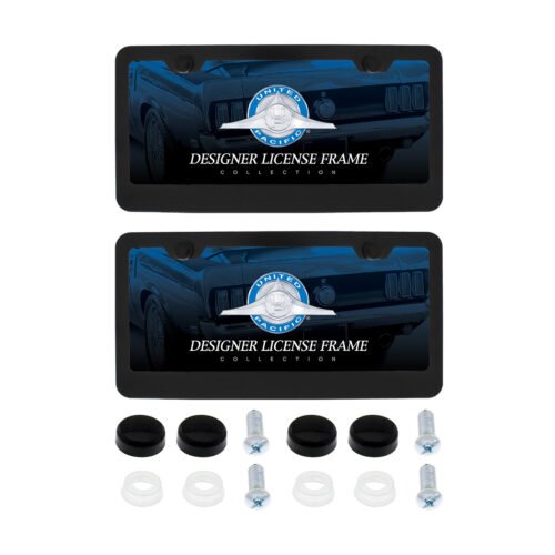 Black License Plate Frame With Screw Caps (2-Pack)
