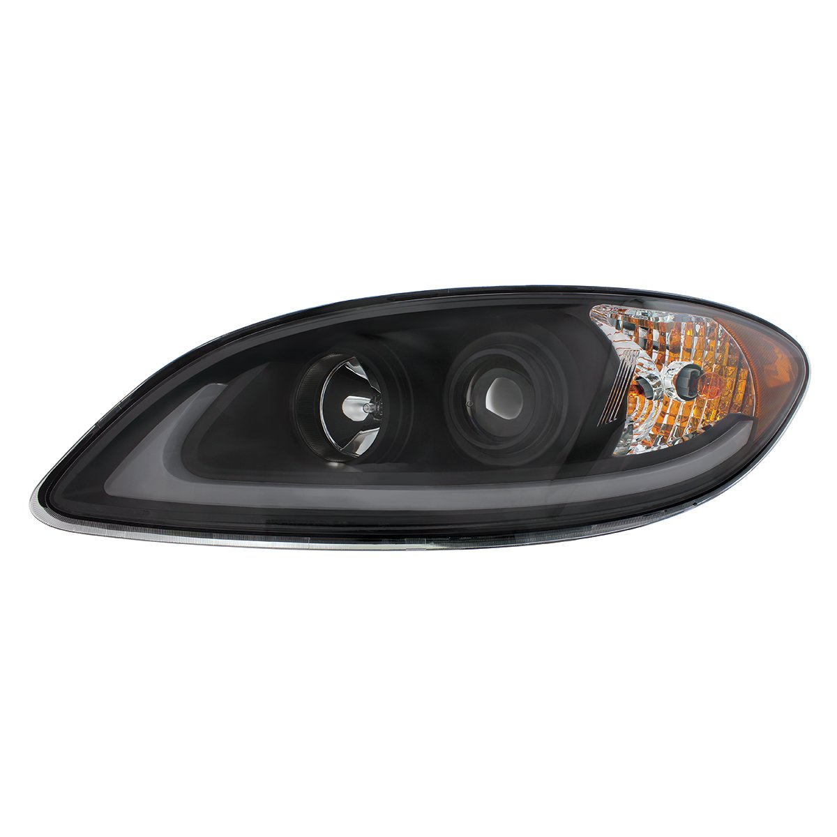 Black-Projection-Headlight-With-LED-Light-Bar-For-2006-2017-International-Prostar-Driver-1 Black Projection Headlight With LED Light Bar For 2006-2017 International Prostar - Driver - Image 2