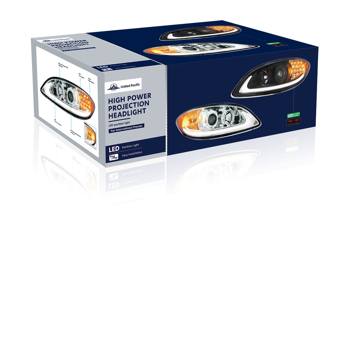 Black-Projection-Headlight-With-LED-Light-Bar-For-2006-2017-International-Prostar-Driver-6 Black Projection Headlight With LED Light Bar For 2006-2017 International Prostar - Driver - Image 7
