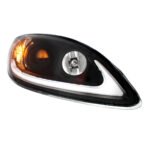 Black Projection Headlight With LED Light Bar For 2006-2017 International Prostar - Passenger - Image 3