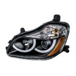 Black Projection Headlight With LED Position Light For 2013-2021 Kenworth T680 - Driver - Image 2