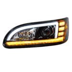 Black Projection Headlight With LED Sequential Turn & DRL For 2005-2015 Peterbilt 386 - Driver - Image 6