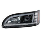 Black Projection Headlight With LED Sequential Turn & DRL For 2005-2015 Peterbilt 386 - Driver - Image 7