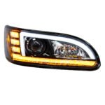 Black Projection Headlight With LED Sequential Turn & DRL For 2005-2015 Peterbilt 386- Passenger - Image 6