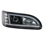 Black Projection Headlight With LED Sequential Turn & DRL For 2005-2015 Peterbilt 386- Passenger - Image 7