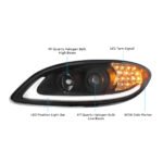Black Projection Headlight With LED Turn Signal & Light Bar For 2006-2017 International Prostar - Passenger - Image 8