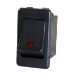 Black Rocker w/Red LED 16 Amp 12V S.P.S.T. On/Off 1 Pc.