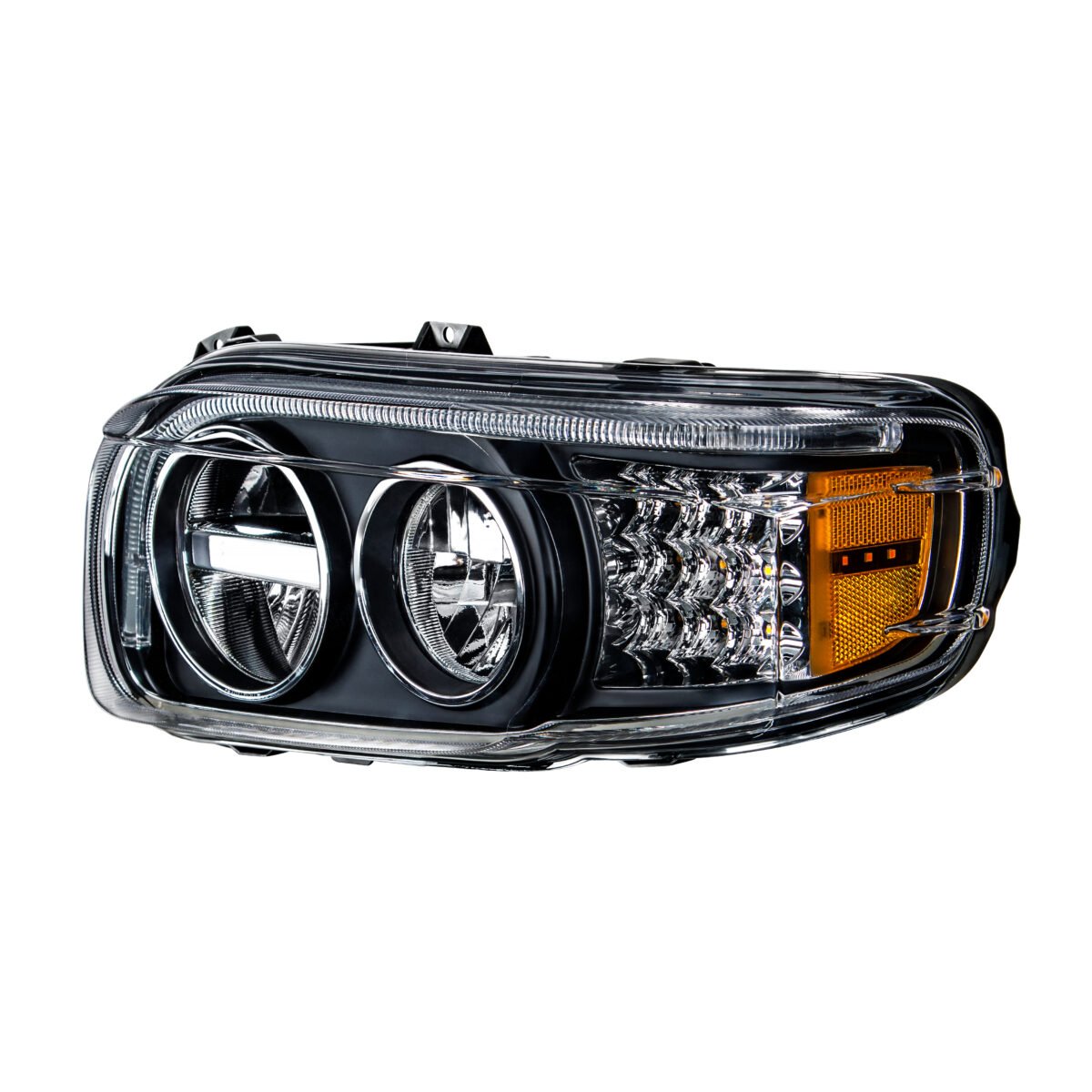 Blackout LED Headlight With LED Turn & Position Light Bar For 2008-2023 Peterbilt 389- Driver - Image 2